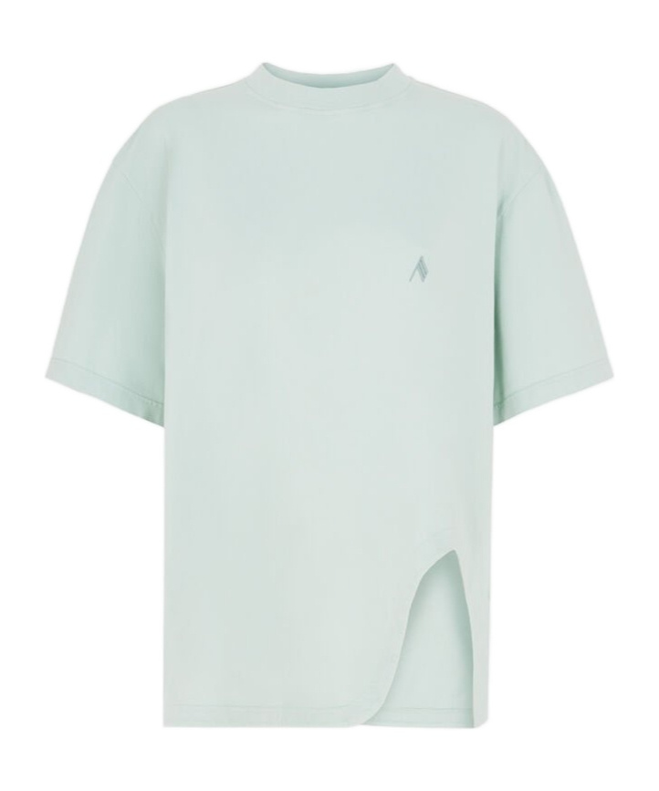 Attico Oversized Short Sleeve Mint Green T-shirt In White