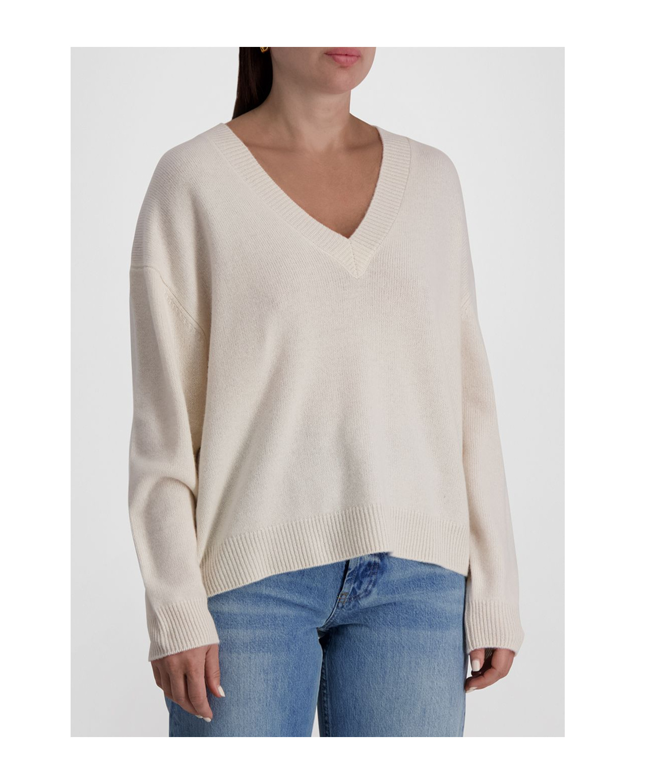 Shop Anine Bing Lee V-neck Cashmere Jumper In Nude