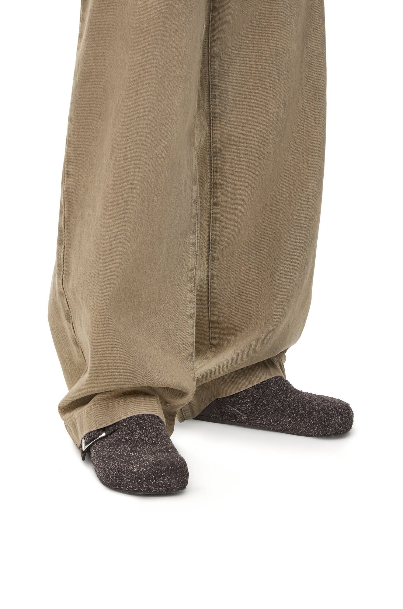 Loewe Mud Suede Ease Buckle Slippers In Black
