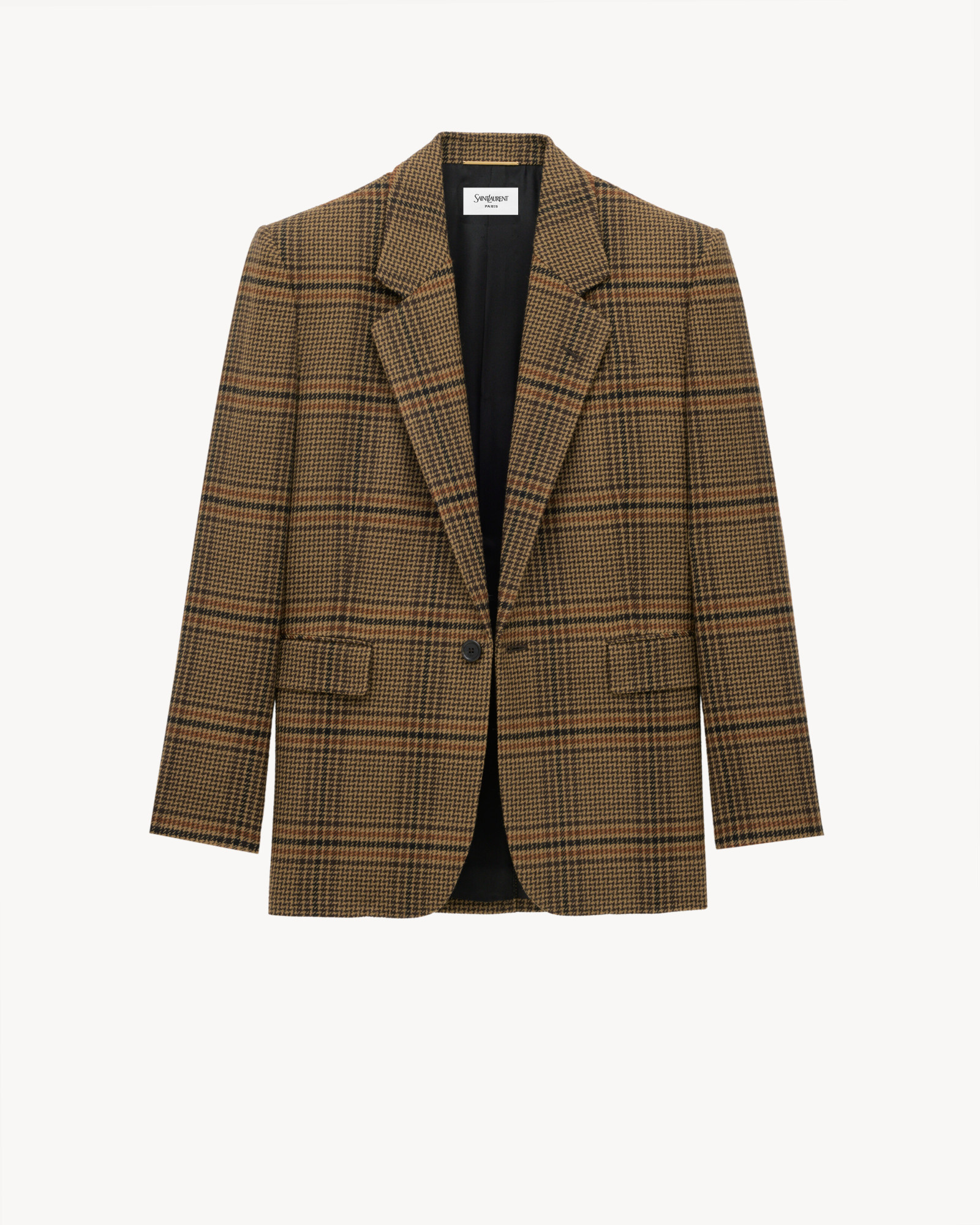 Saint Laurent Jacket In Prince Of Wales Wool In Brown