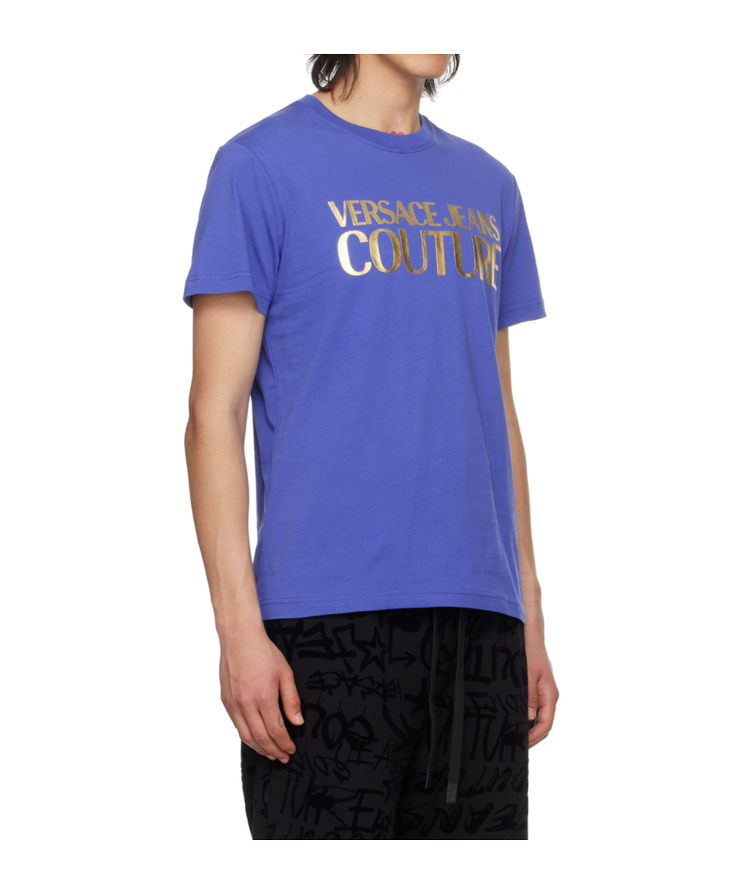 Shop Versace Jeans Round Collar Logo T-shirt In Blue