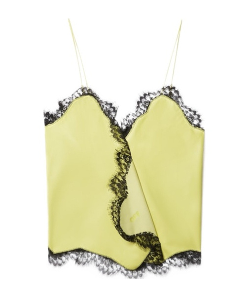 Off-white Leather Lace-detail Top In Yellow