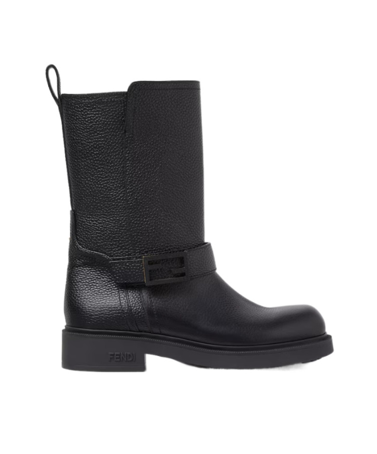 Fendi Black Leather Boots In Black