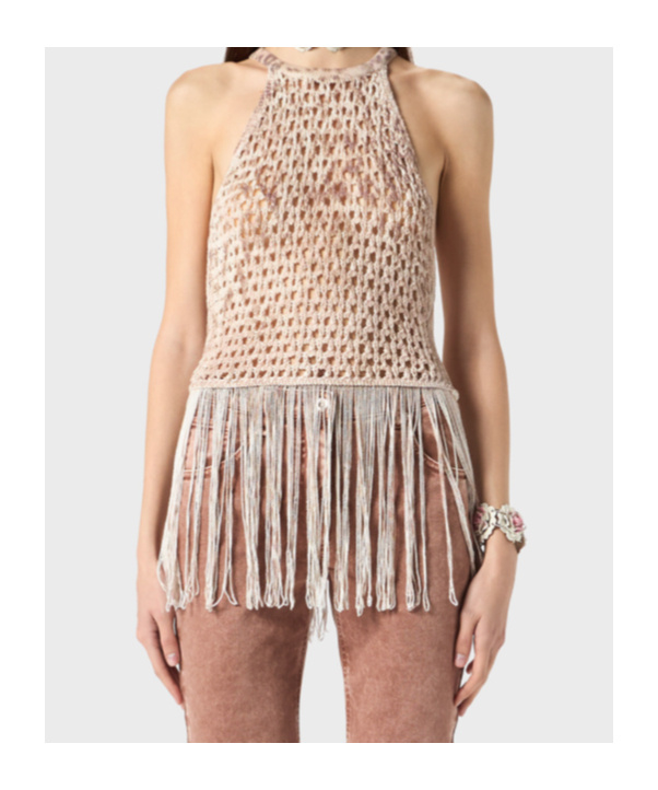 BLUMARINE FRINGED KNITTED TOP