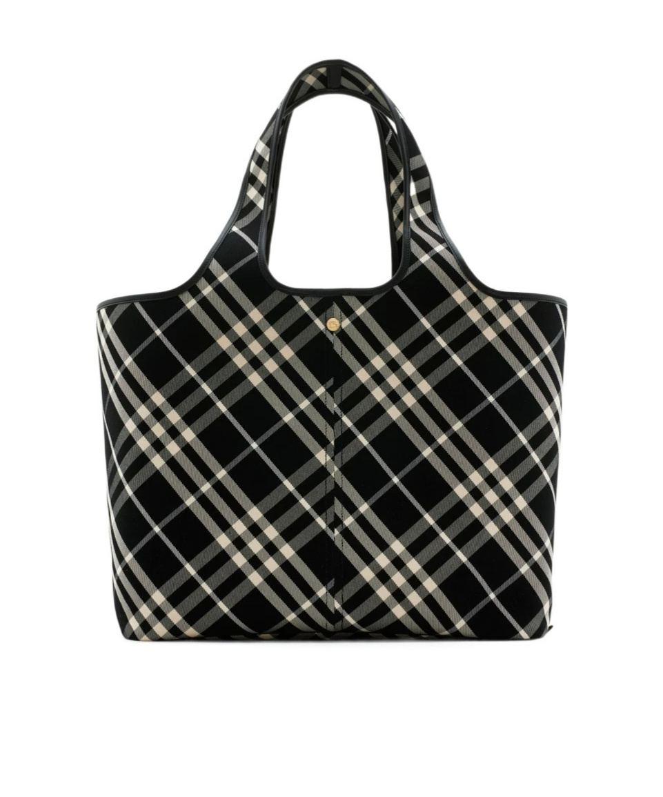 Burberry Medium Vintage Check Tote Bag In Black