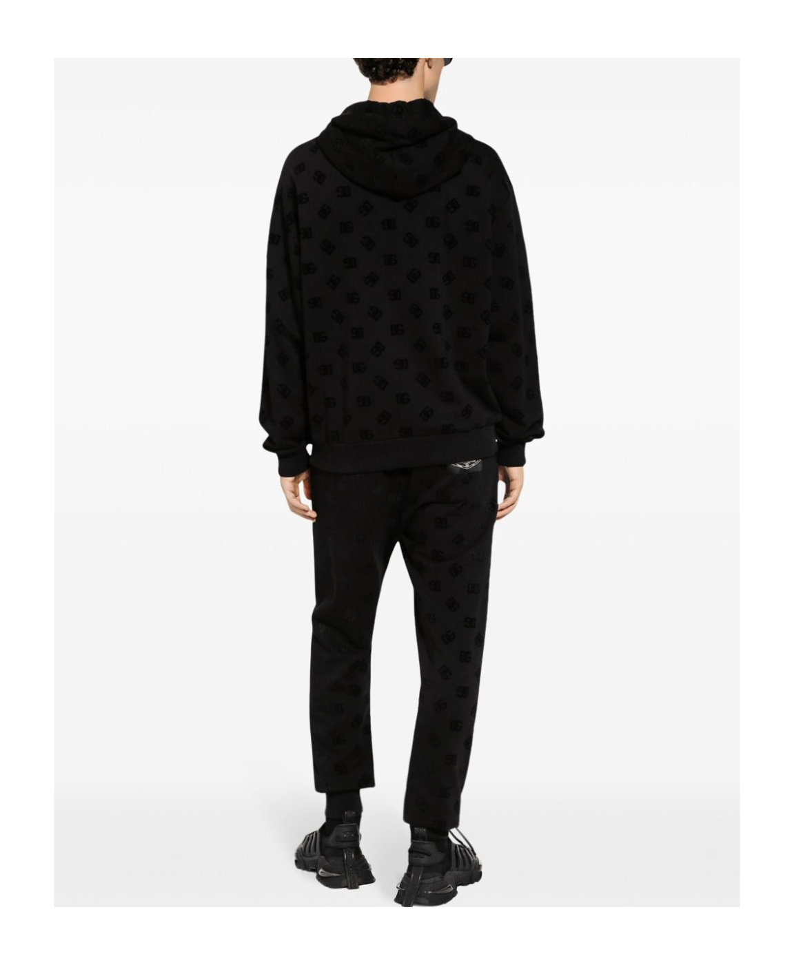 Dolce & Gabbana All-over Dg Print Zip-up Hoodie In Black