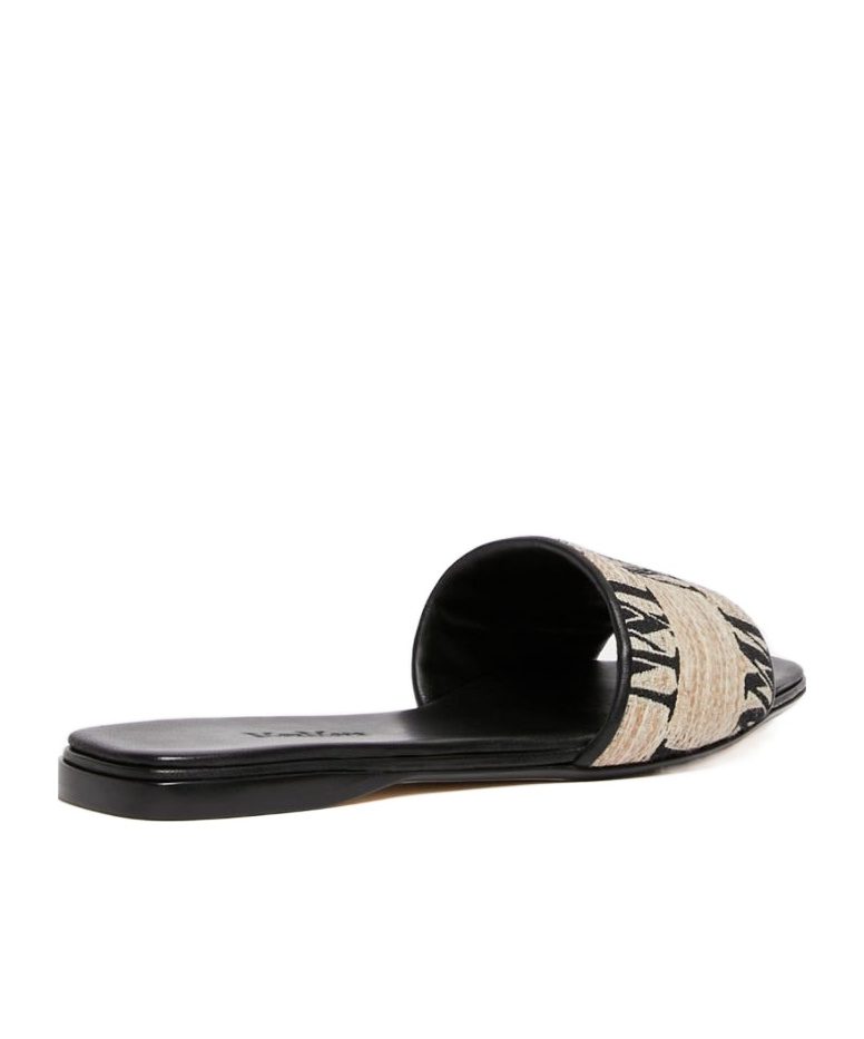 Max Mara Logo Jacquard Raffia-effect Slides In Black