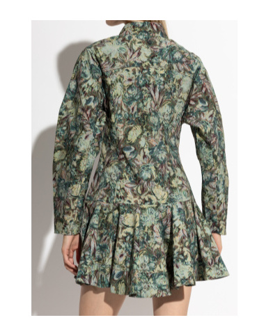 Ganni Patterned Dress In Green