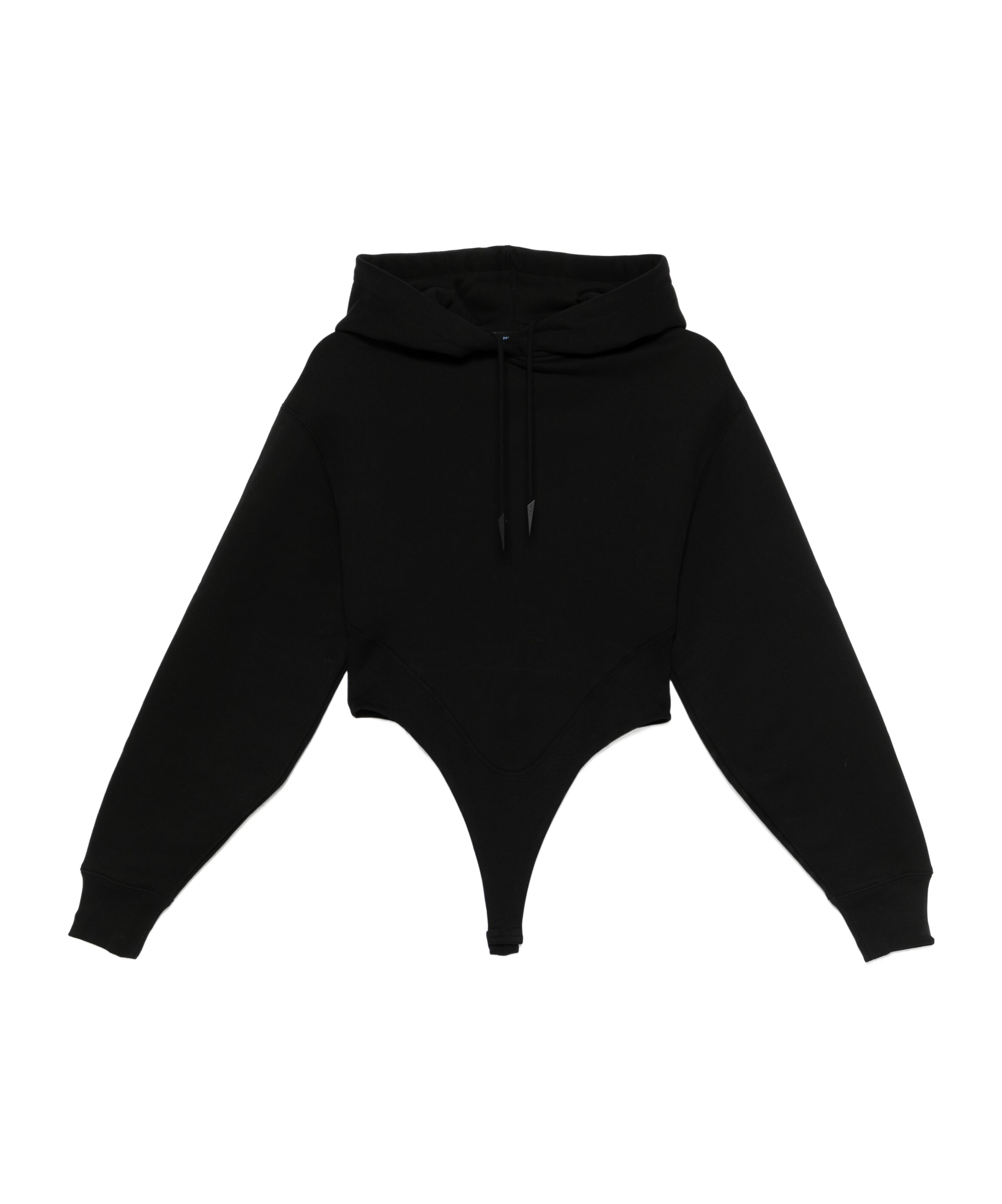 Mugler Cotton Hooded Bodysuit In Black