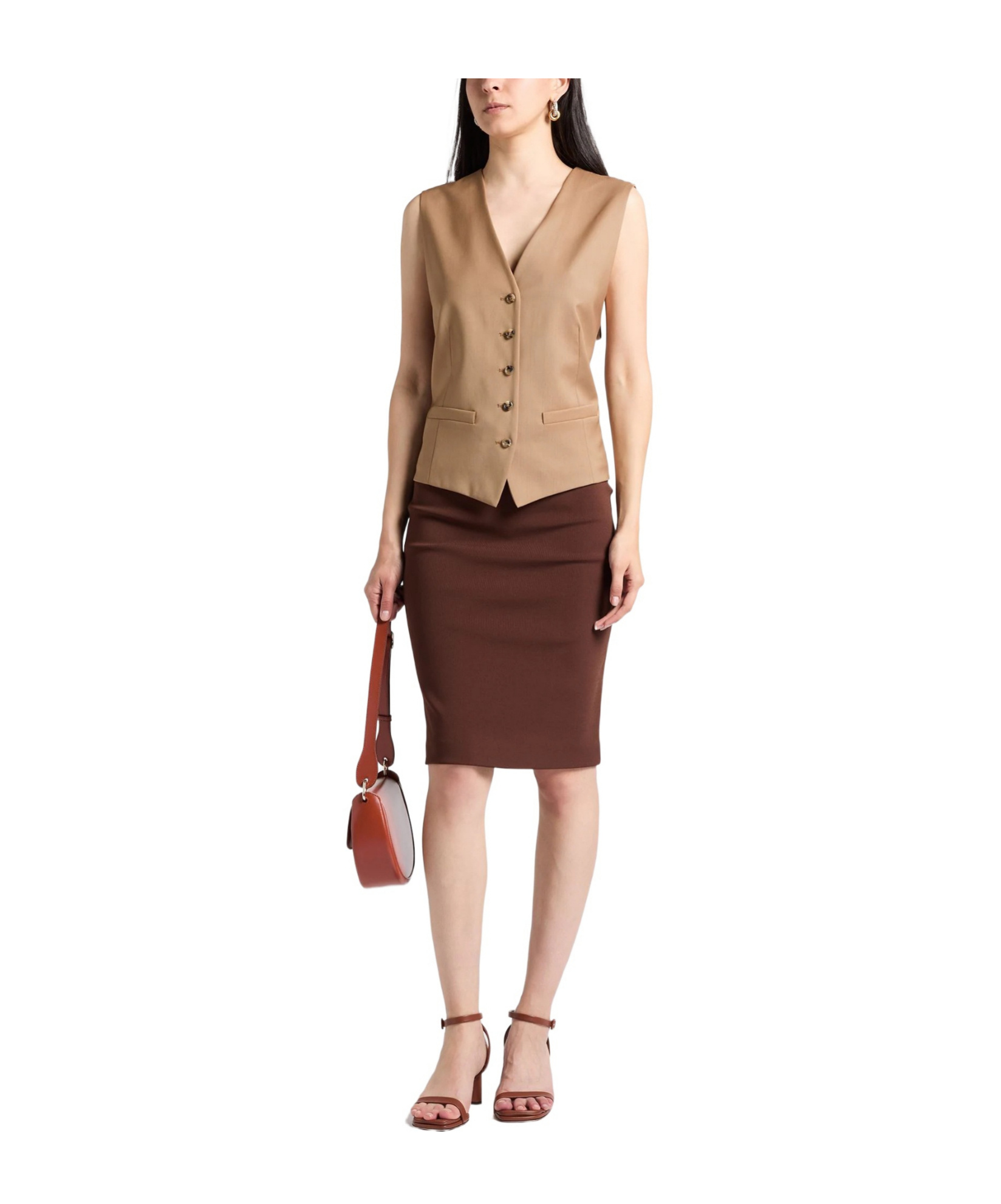Max Mara Solid Color Waistcoats In Camel