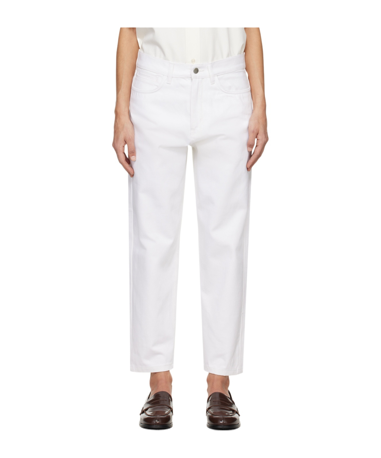 Studio Nicholson Belt-strap Jeans In White