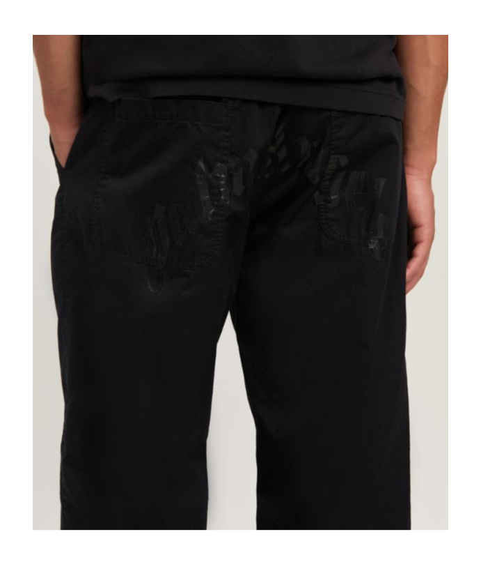 Palm Angels Black Pxp Washed Palm Chino Trousers In Black