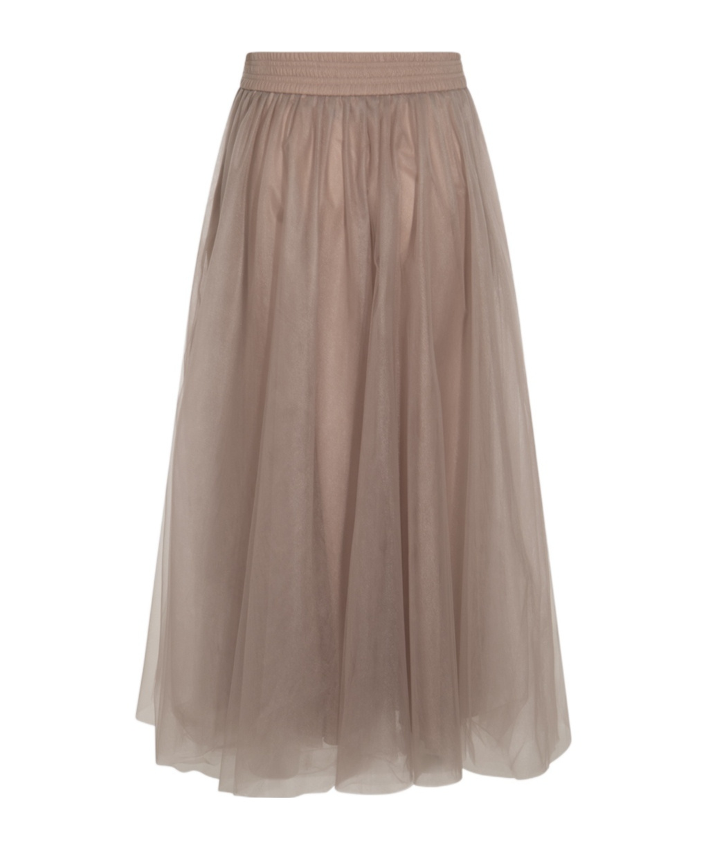 Fabiana Filippi Layered Sheer Overlay Elastic Waistband Skirts