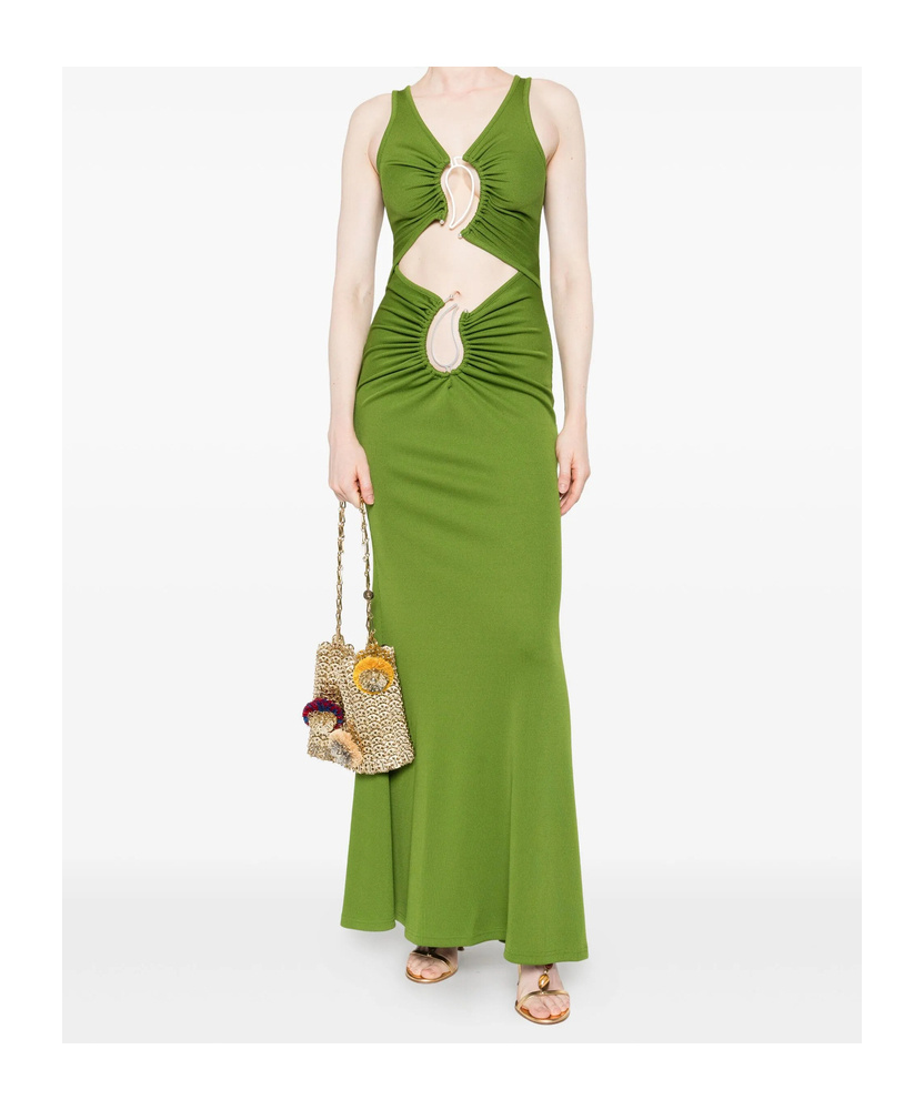 Christopher Esber Cut-out Ring-detail Maxi Dress In Green