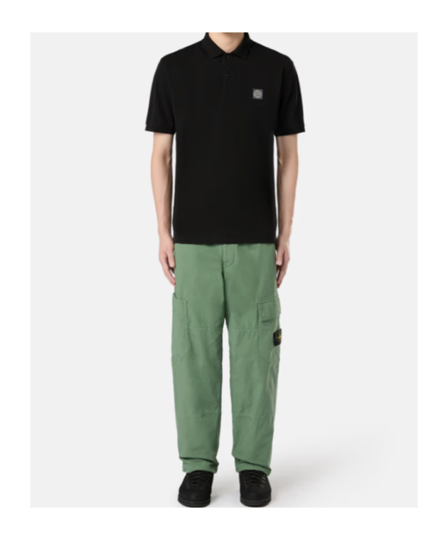 Stone Island Mens Black Brand-patch Regular-fit Stretch-cotton Polo Shirt Xl In Black
