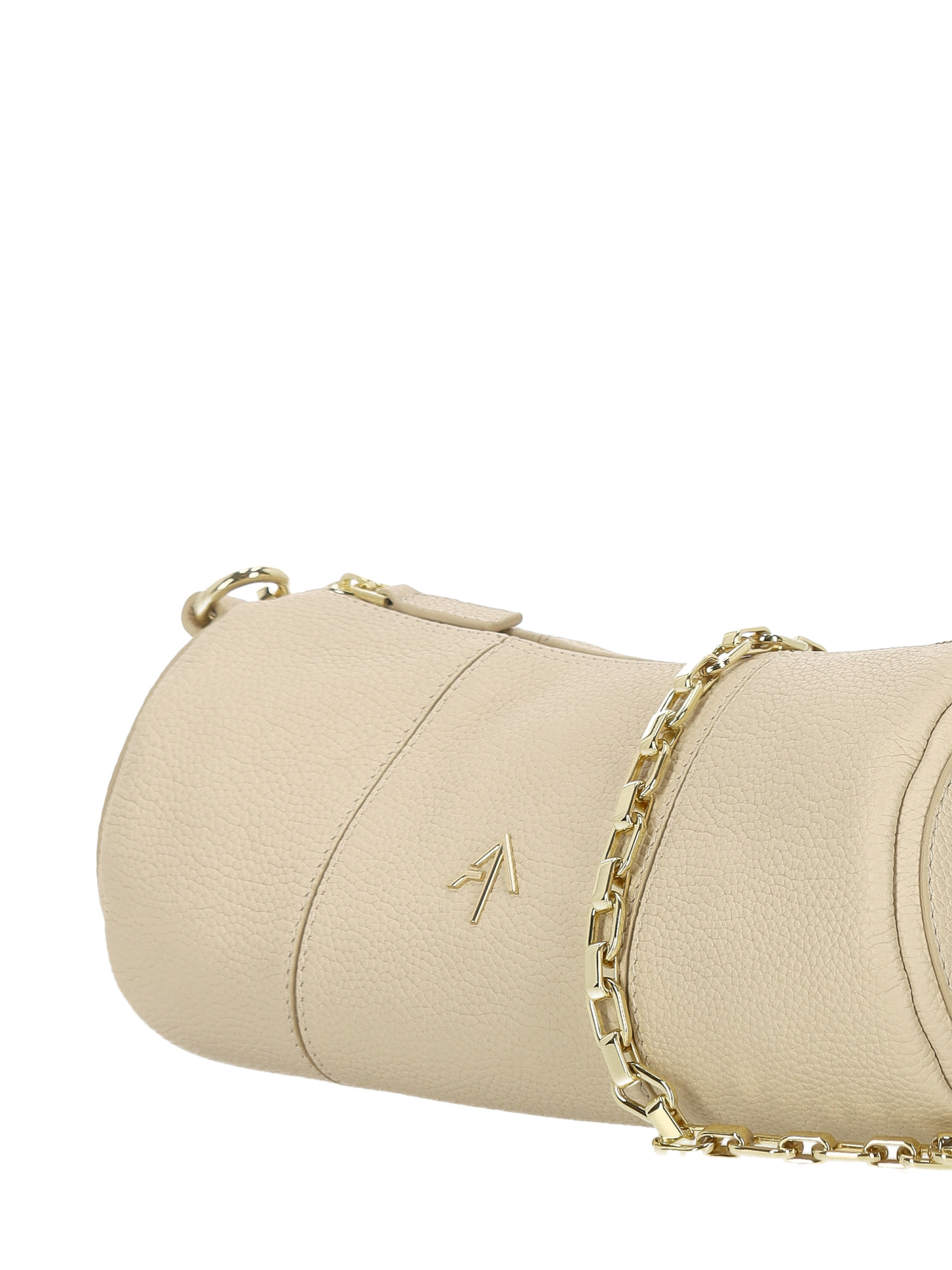 Manu Atelier Zipper Shoulder Bag In Nude