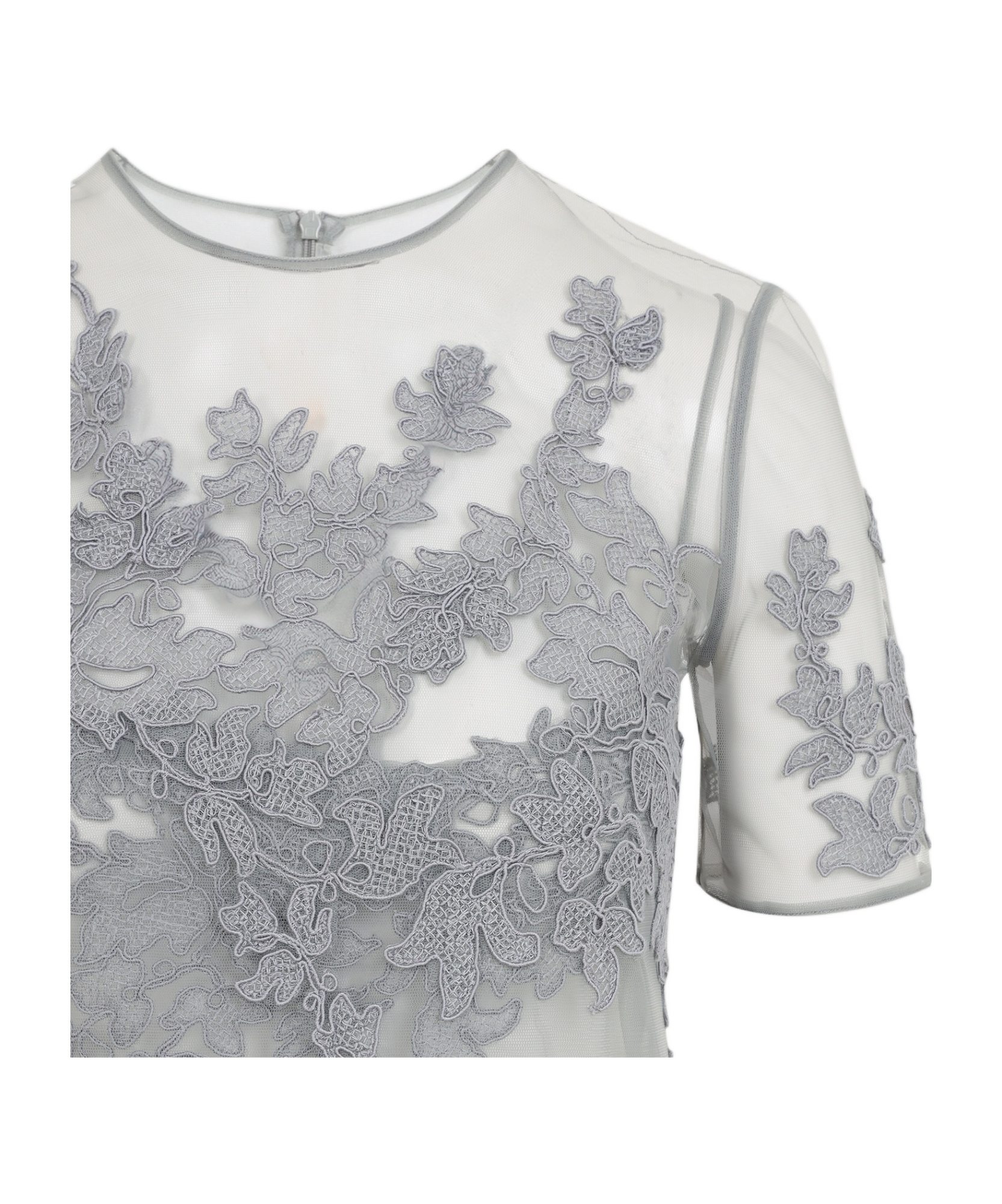 Ermanno Scervino Floral Lace Short Sleeve Mini Dress In Gray