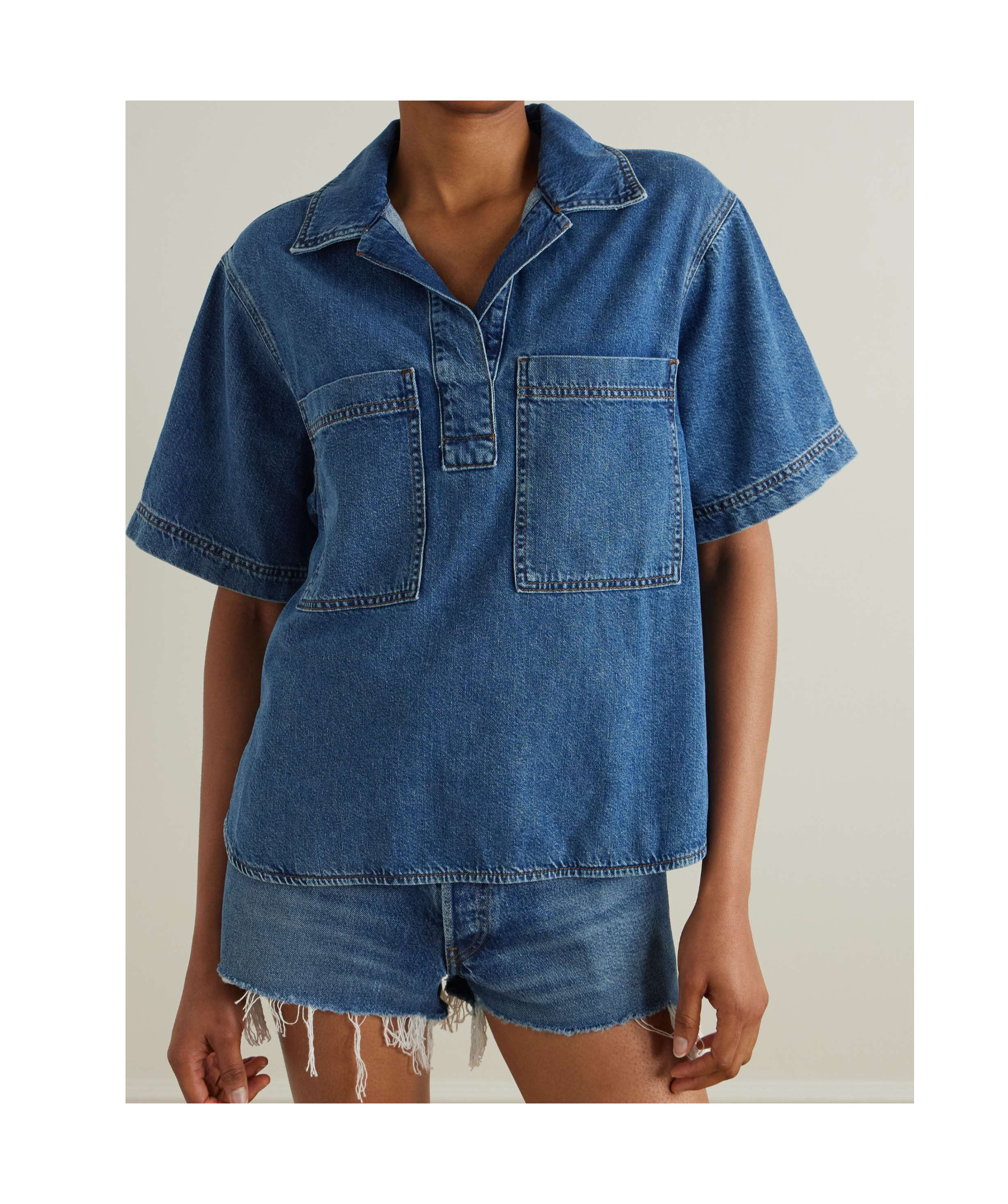 Frame Organic Denim Shirt In Blue