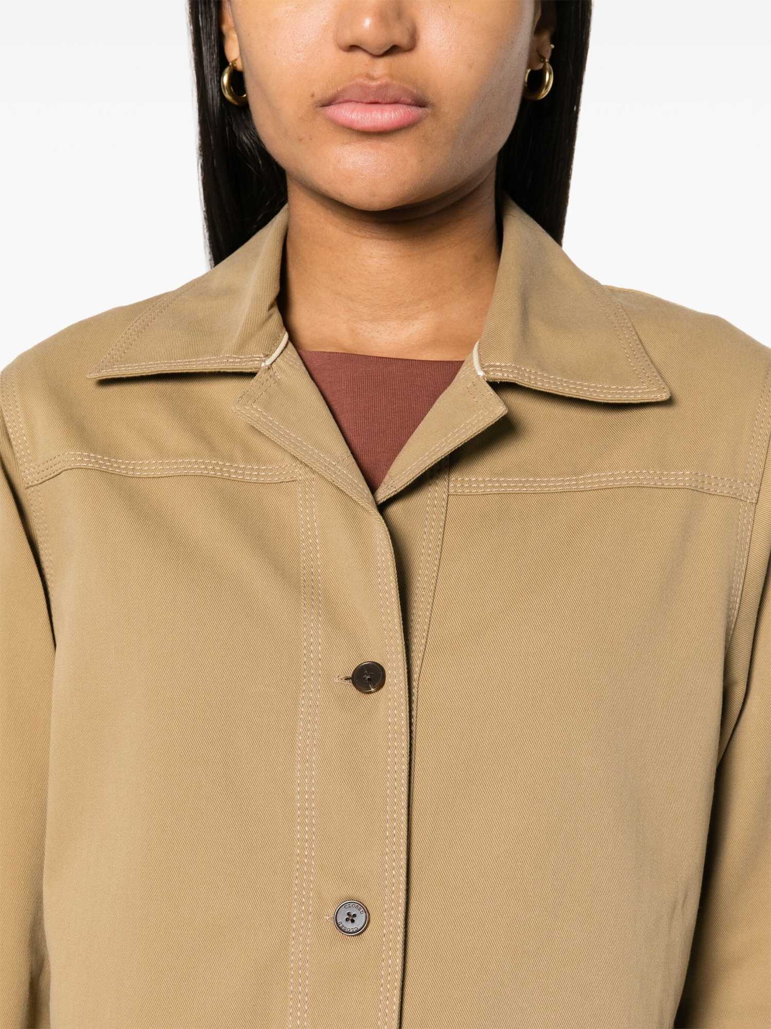 Shop Closed Panelled Twill Shirt Jacket In Nude