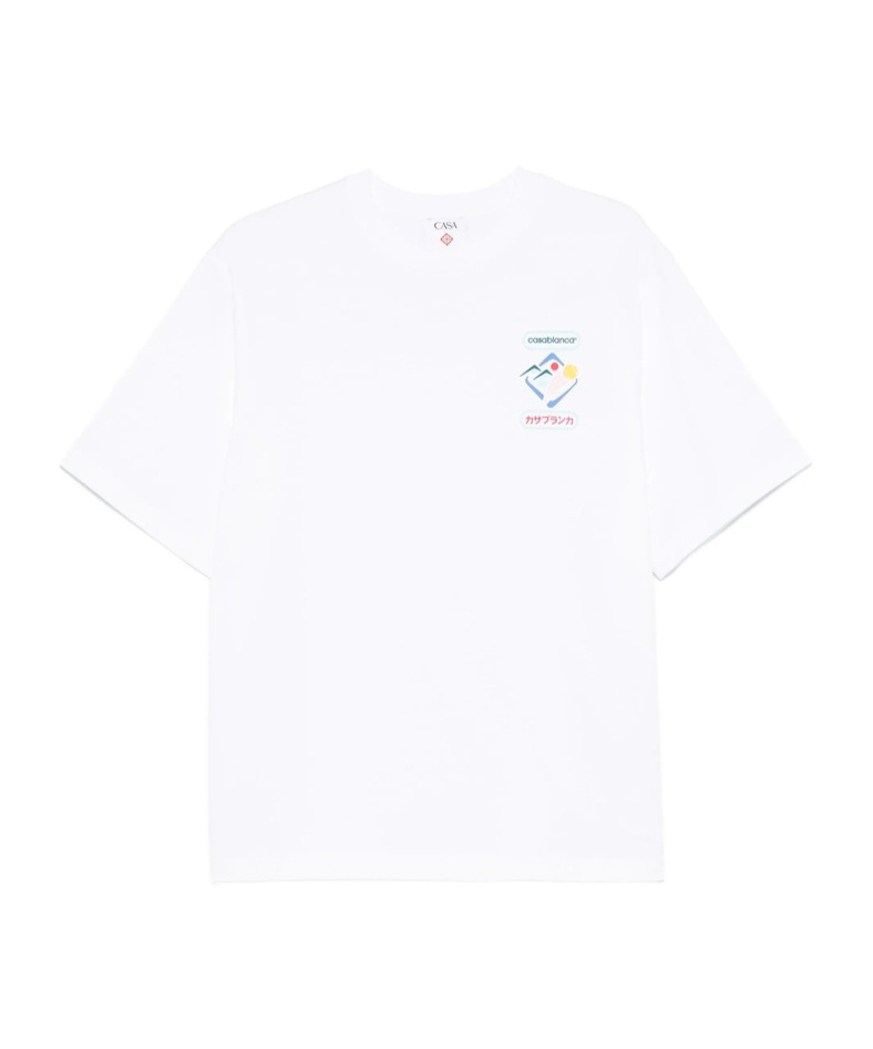 Casablanca White Cotton T-shirt With Print In Pattern
