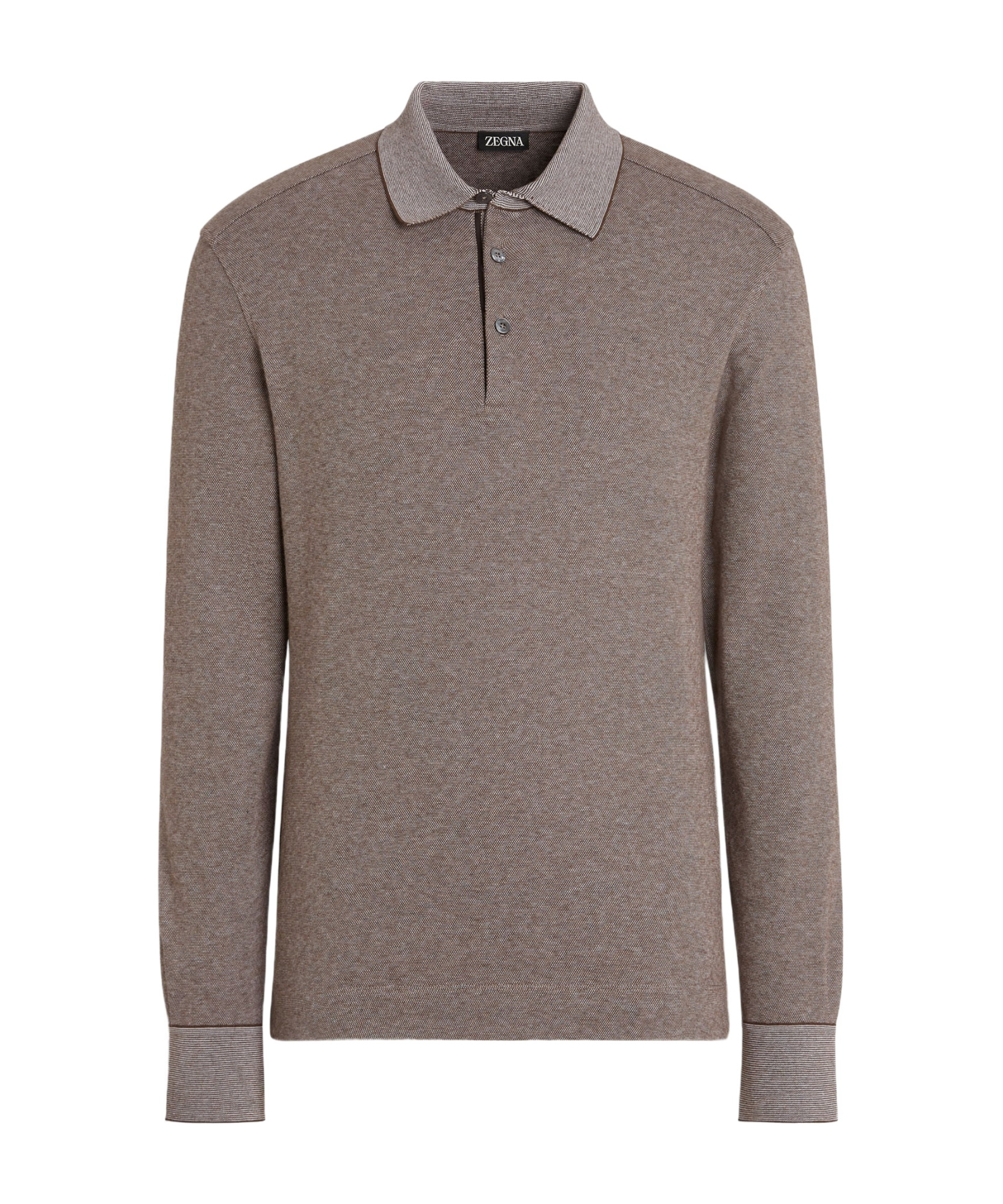 Shop Zegna Long-sleeve Polo Shirt In Brown