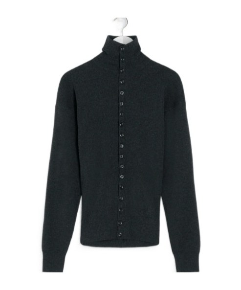 Lemaire High-neck Buttoned Cardigan In Black