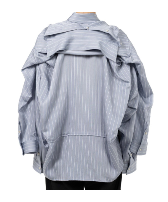 Miharayasuhiro Blue Sleeve Layered Stripe Shirt In Blue