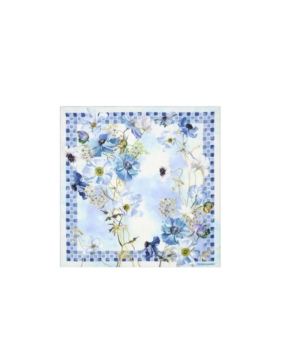 Ferragamo Flower Print Silk Scarf