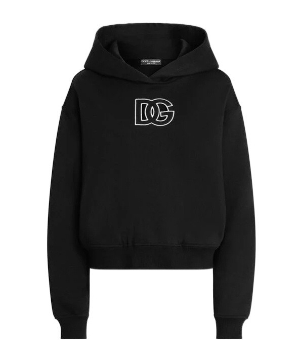 Dolce & Gabbana Hooded Knitwear Ribbed Finish In Black