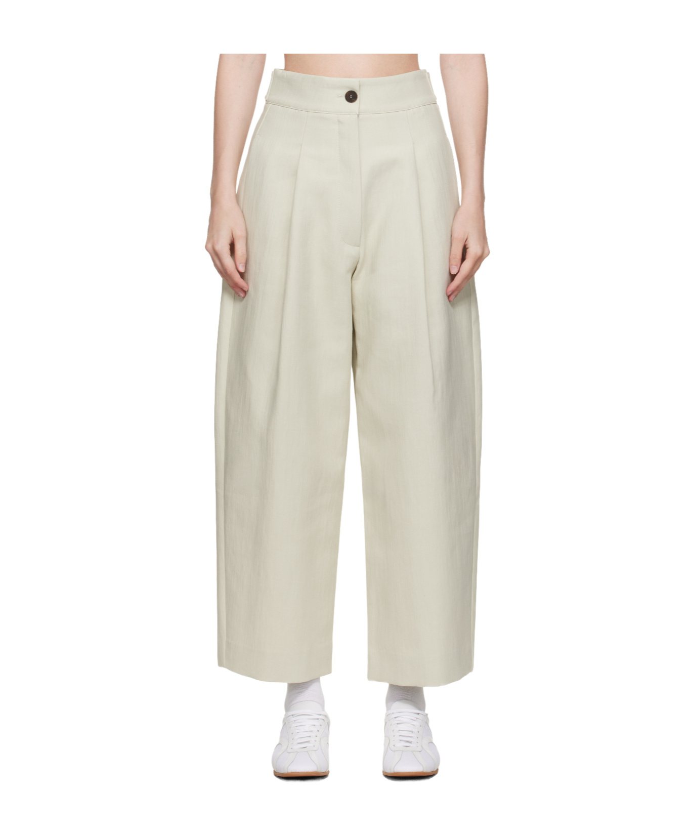 Studio Nicholson Beige Fellini Trousers In Gray