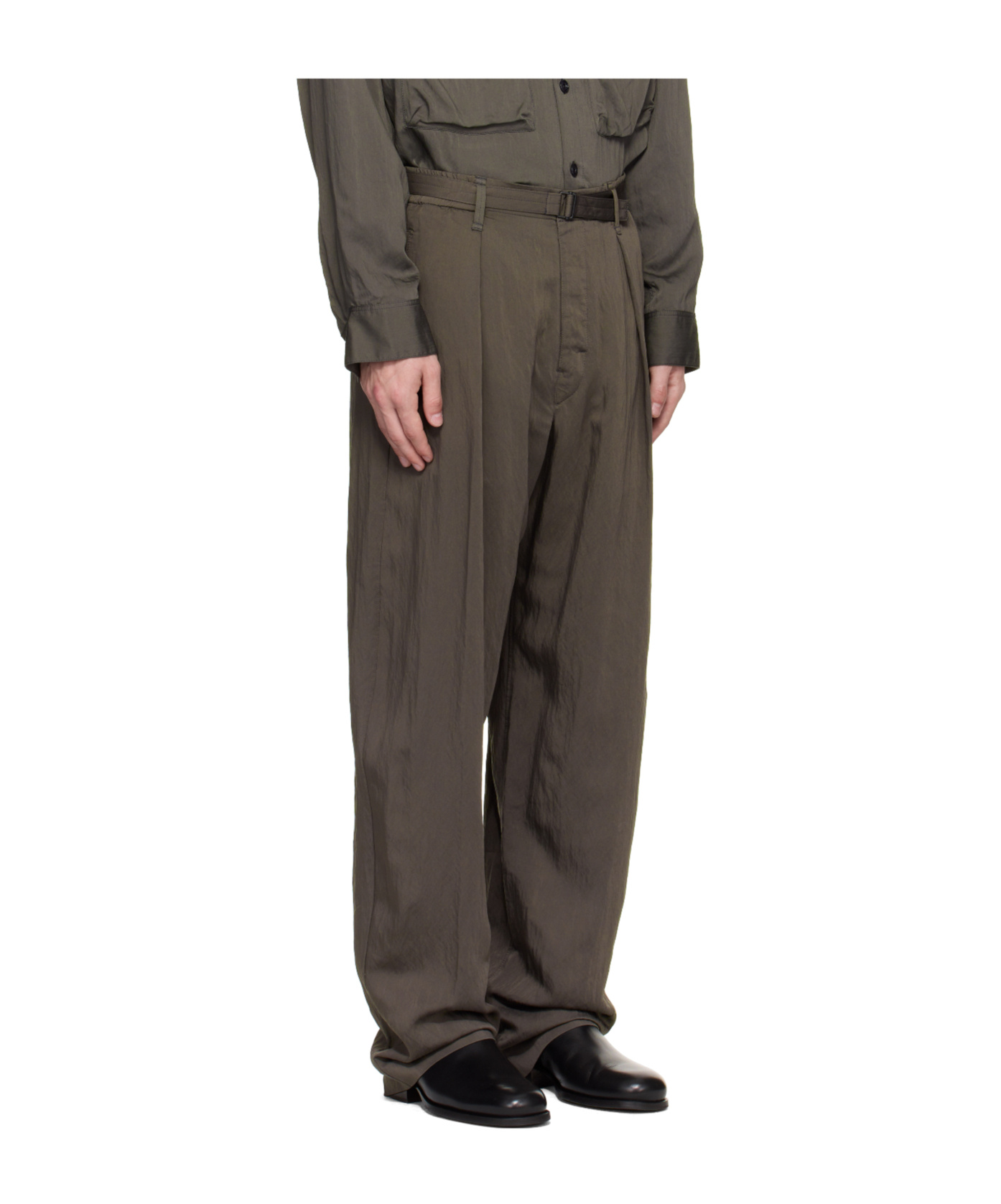 Lemaire Pleated Waistband Trousers With Practical Pockets In Black