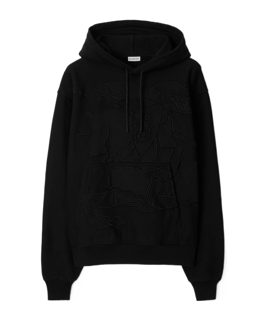 Shop Burberry Ekd Cotton-blend Hoodie In Black