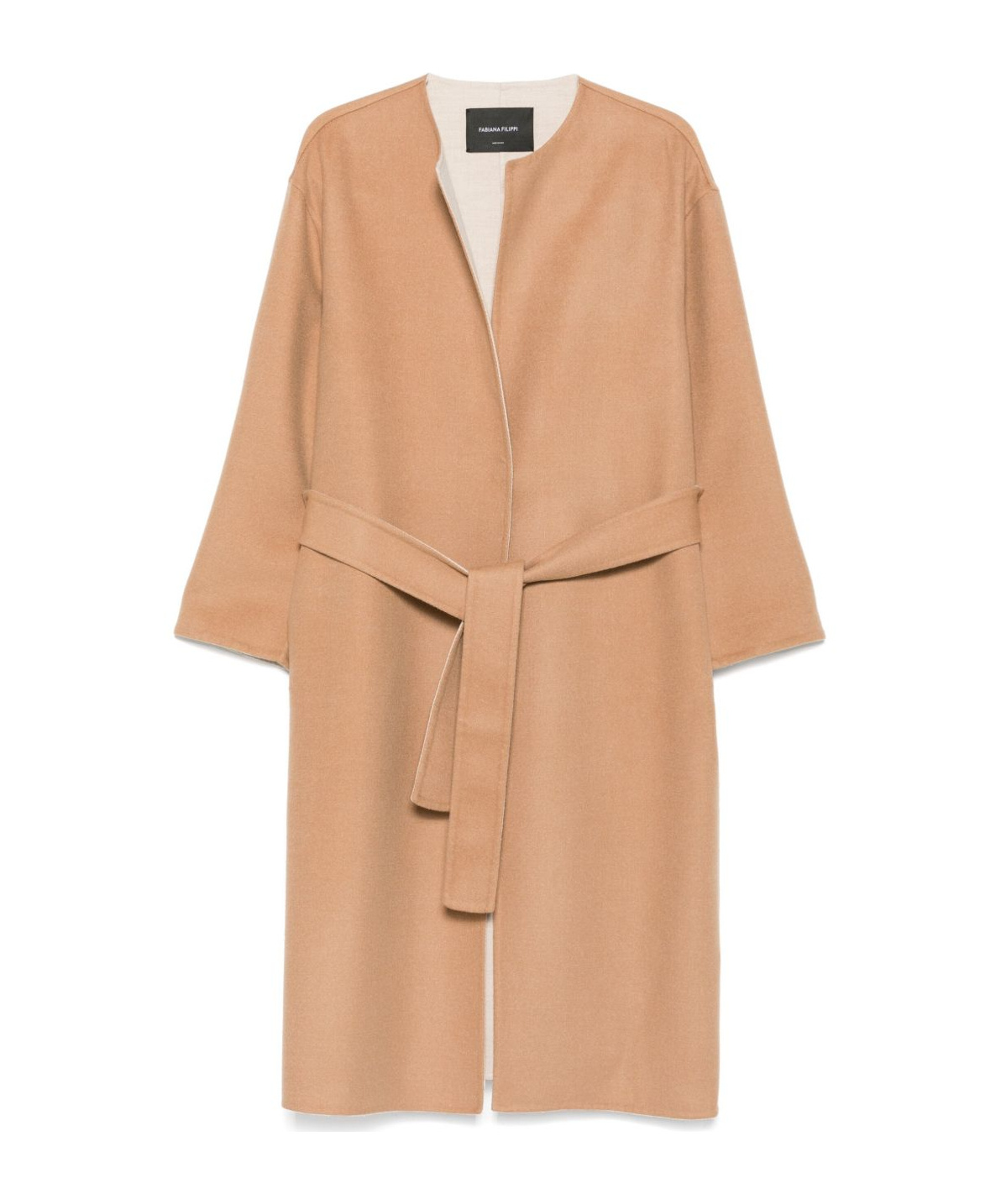 Fabiana Filippi Wool Coat With Belted Waist In Brown