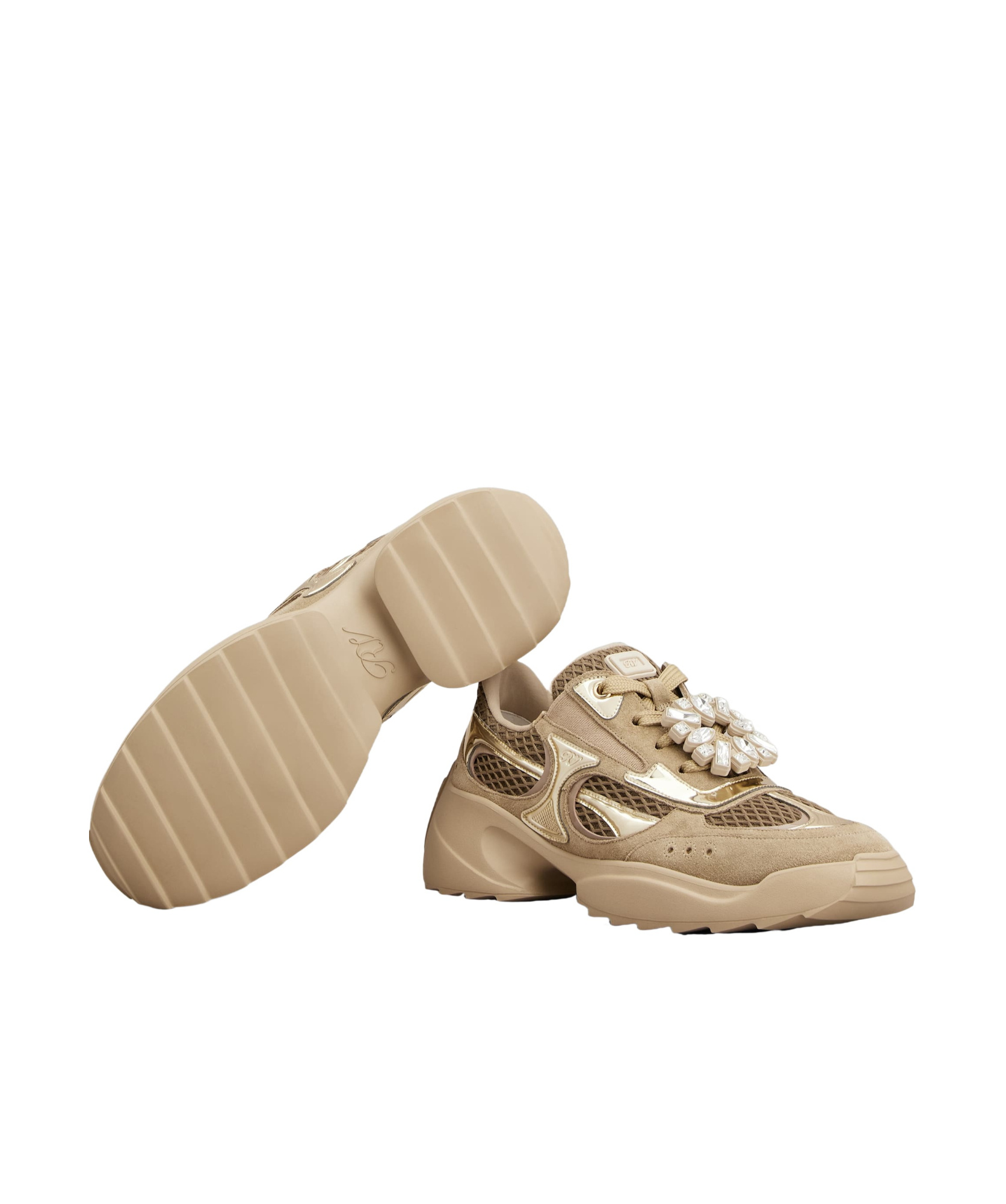 Roger Vivier Viv' On The Run Sneakers In Gold