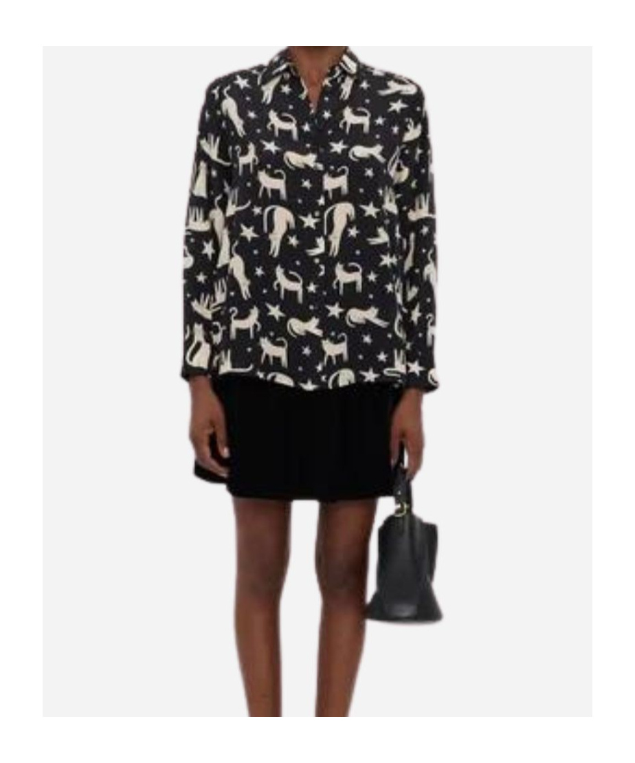 Weekend Max Mara Printed Silk Tabella Shirt In Black