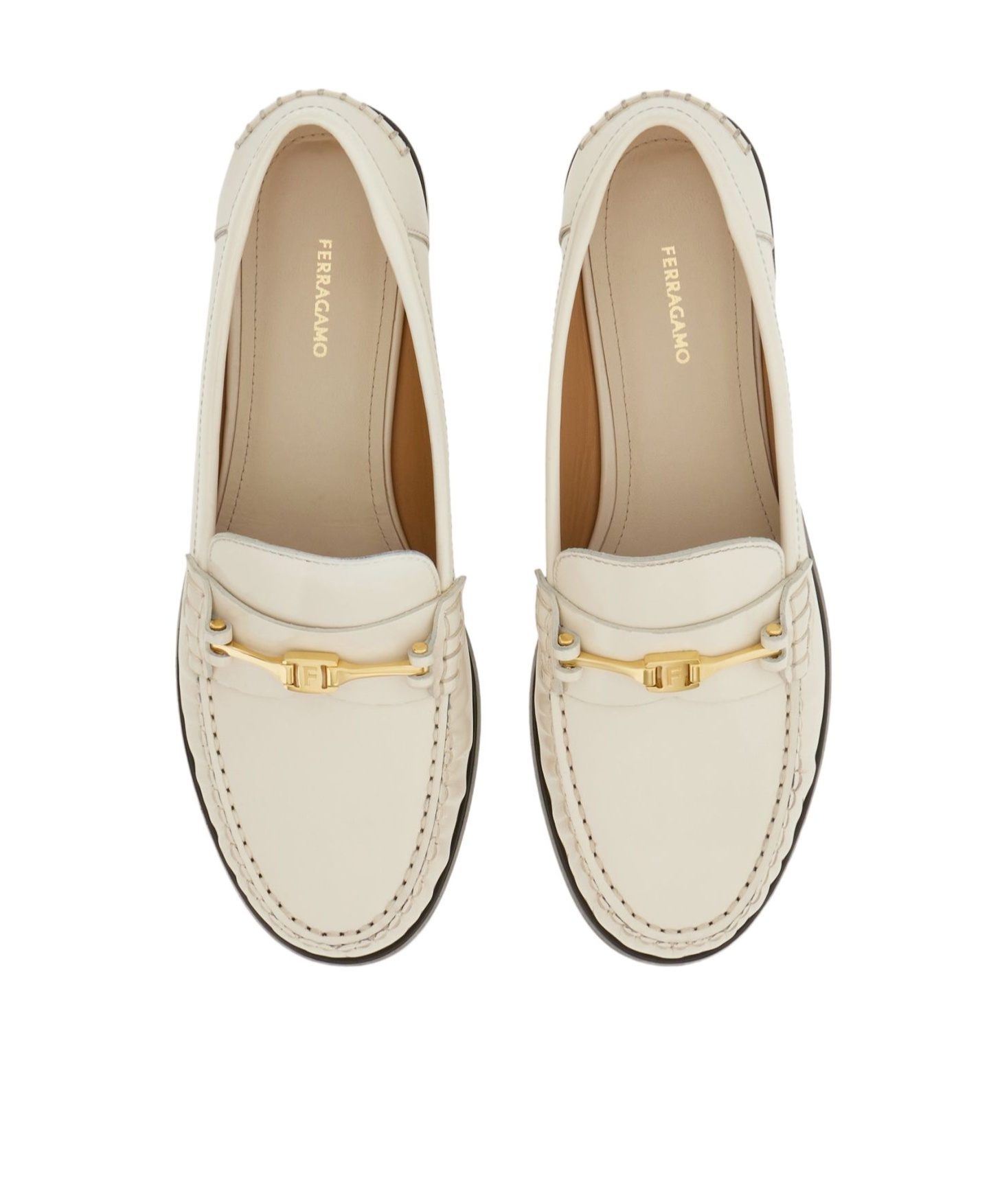 Ferragamo Harry Leather Loafers Hardware Toe In Brown