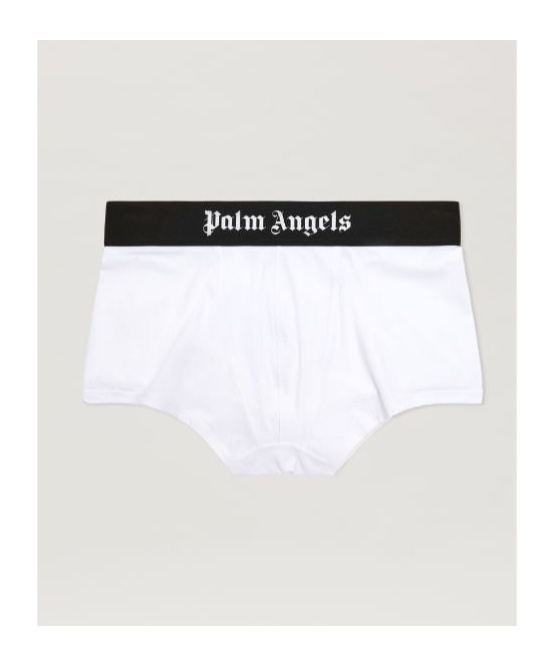 Palm Angels Logo Stretch Cotton Boxer Briefs In White