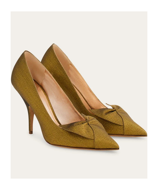 Ferragamo Bowknot Soft-soled High Heels In Green