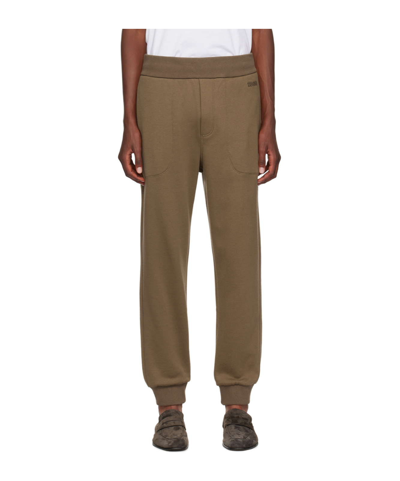 Zegna Logo Embroidered Sweatpants In Brown