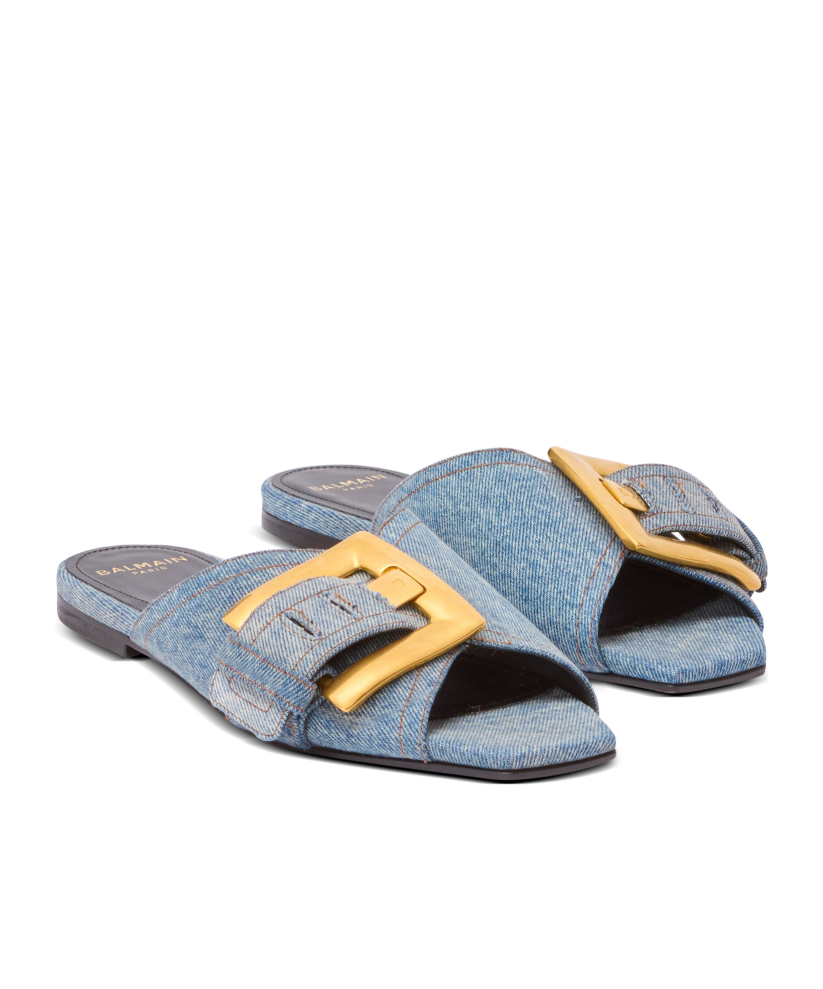 Balmain Anthem Flat Denim Sandals