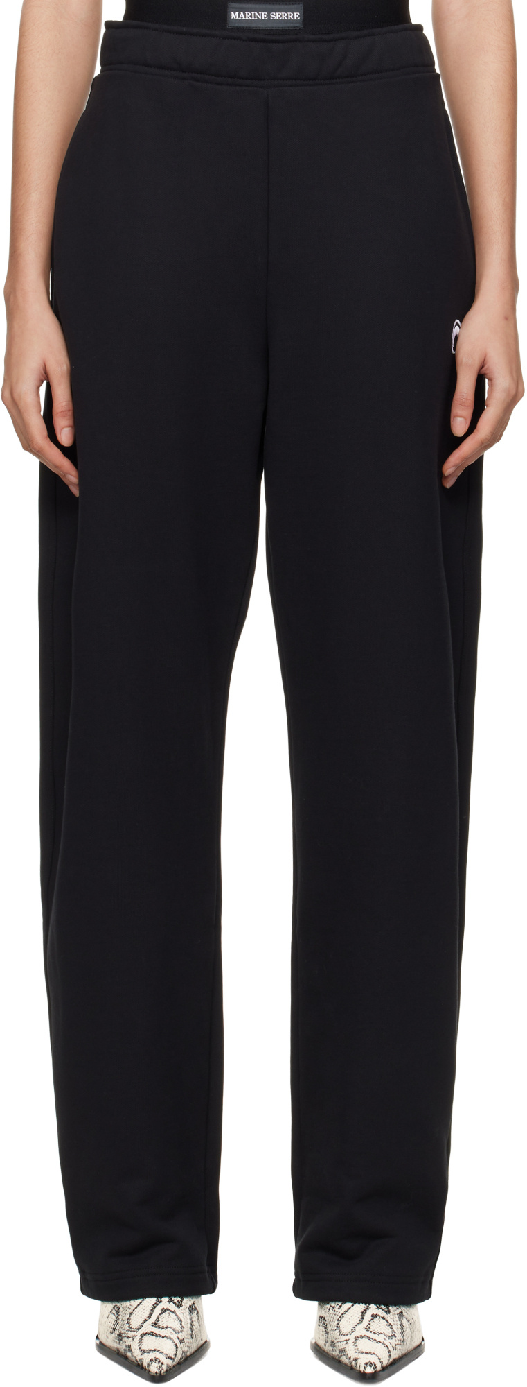 Marine Serre Moon-print Flared Trousers In Black