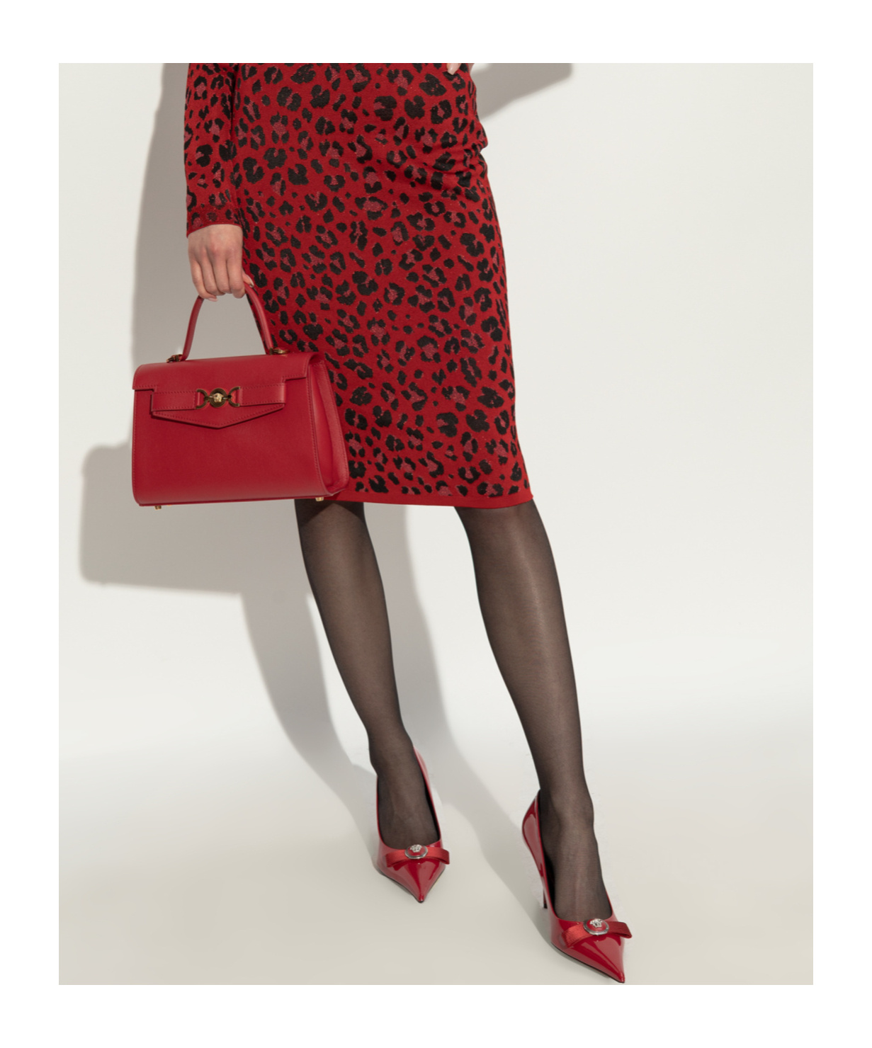 Versace Gianni Ribbon Escarpins Vernis 85 Mm In Red