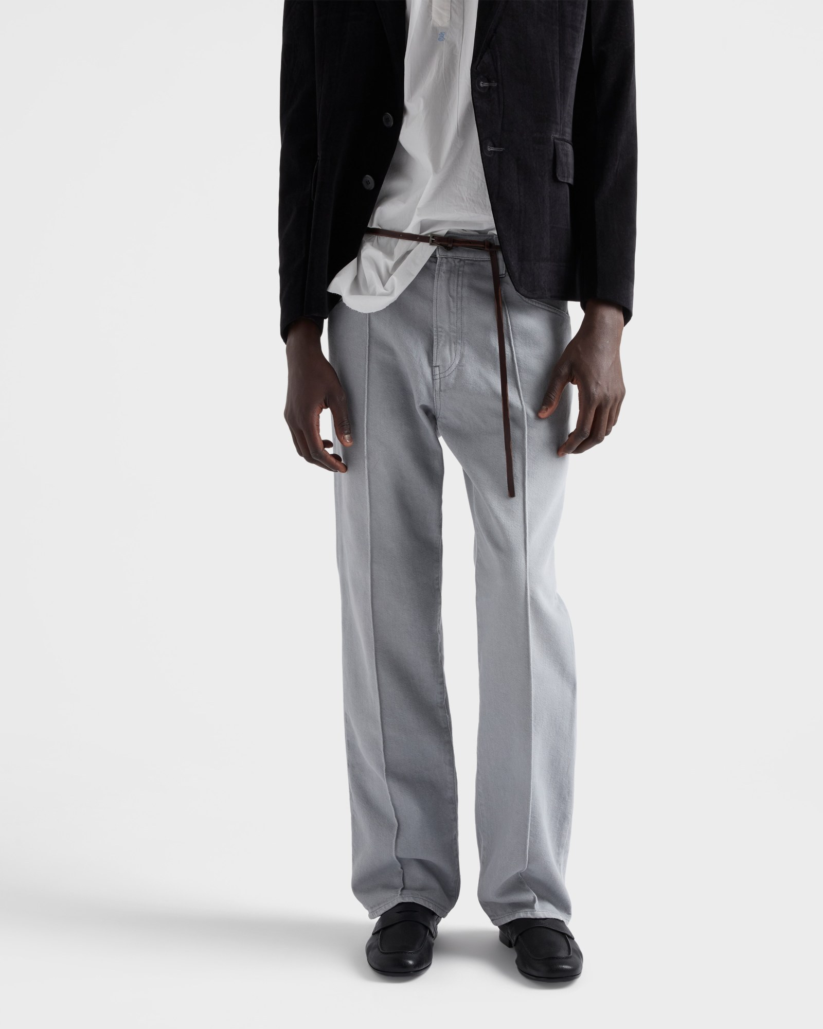 Prada Leather Band Logo Loafers In Black