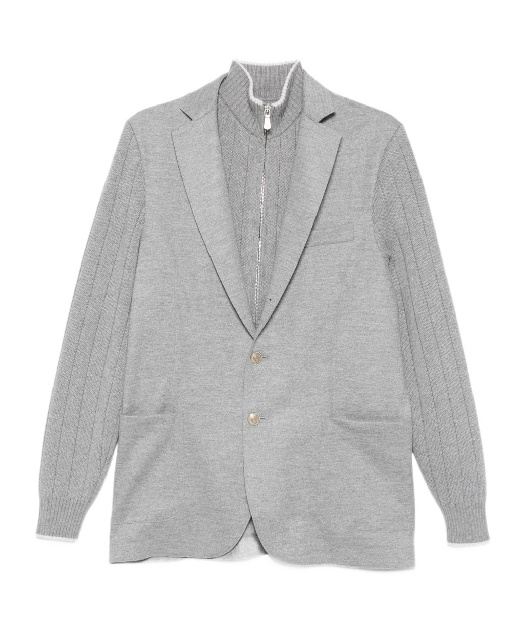 Eleventy Ribbed-sleeves Buttoned Jacket In Gray