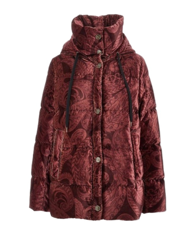 Etro Paisley-print Velvet Down Jacket In Red