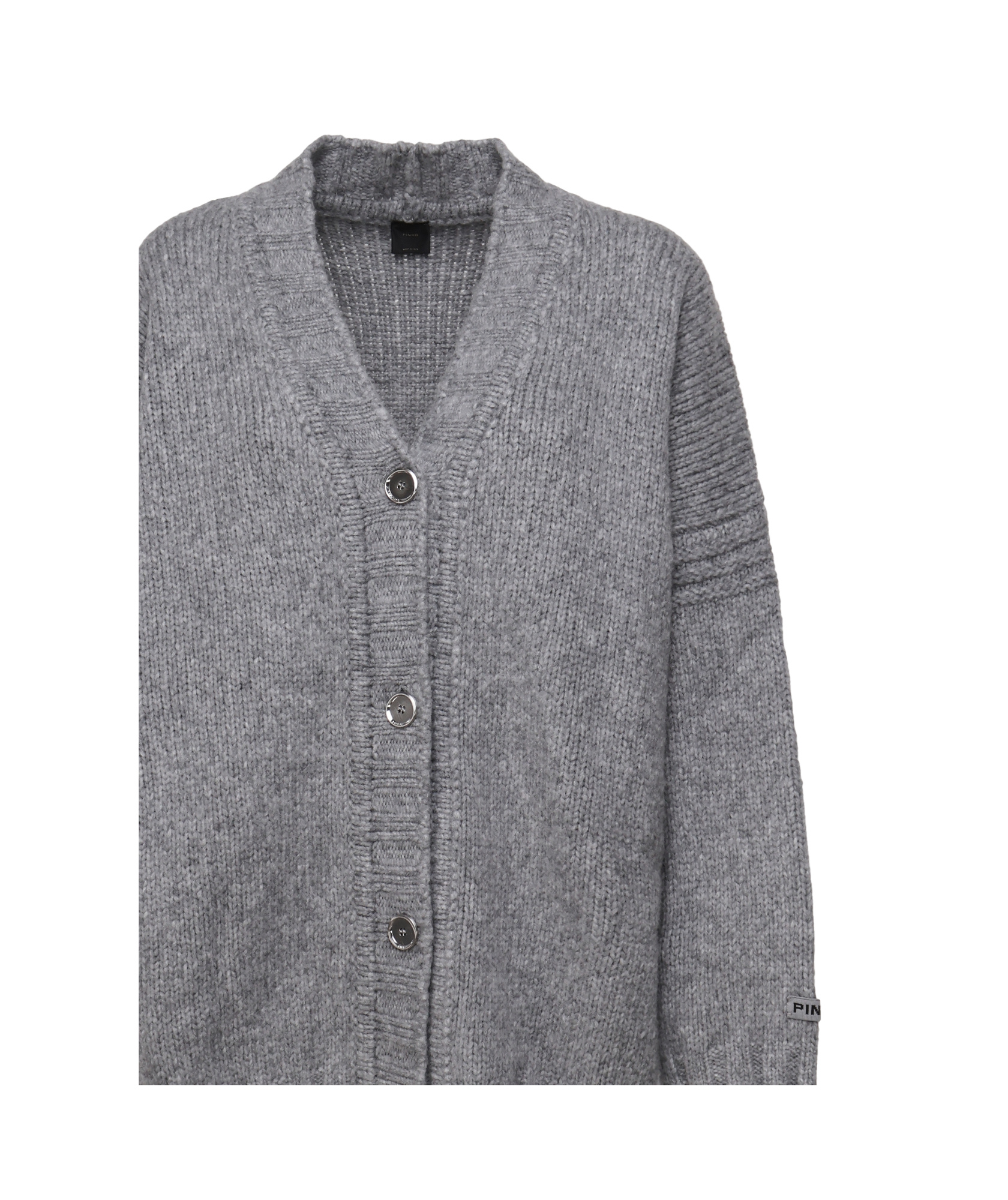 Pinko Blended Wool Cardigan In Gray