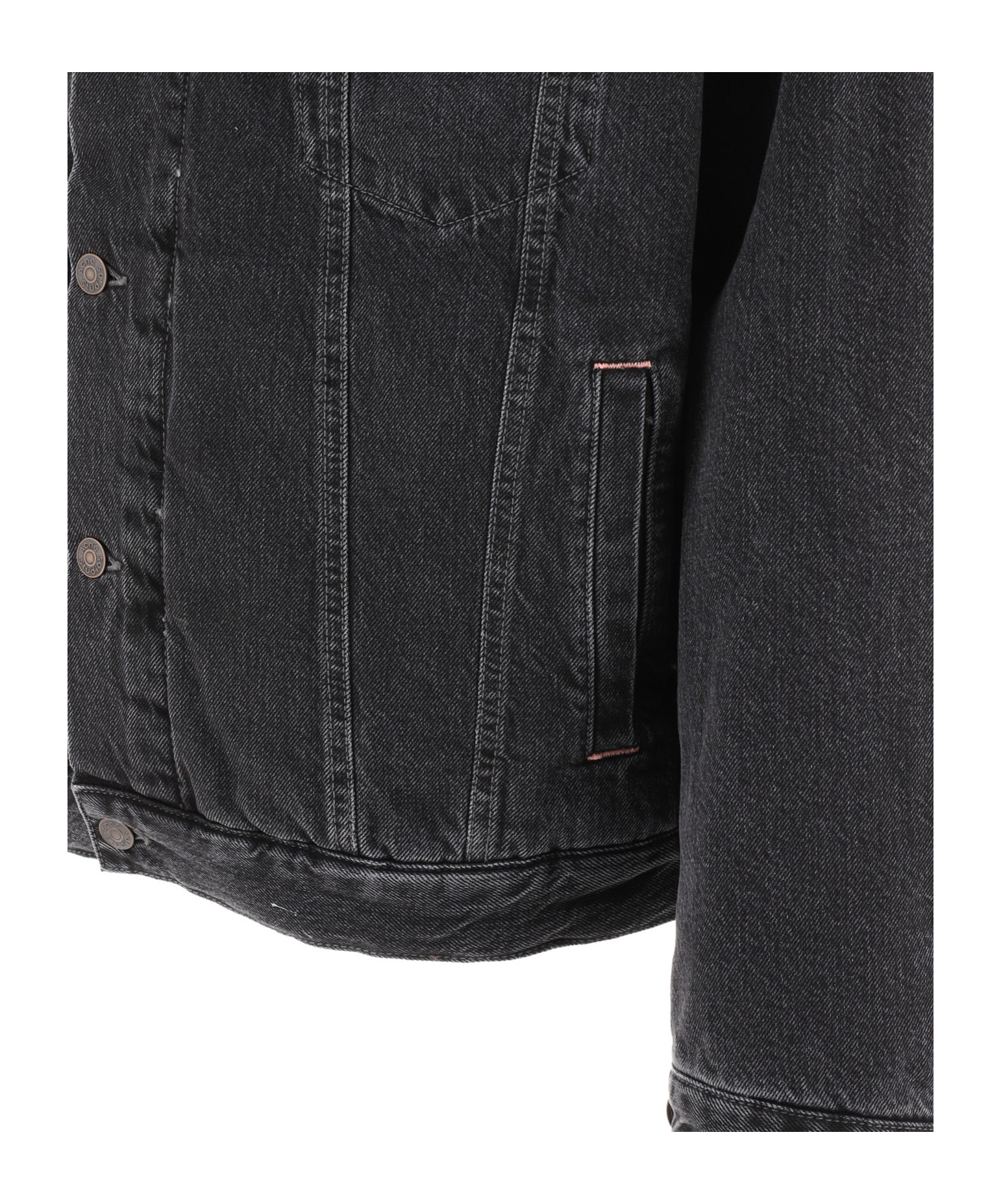 Acne Studios Lined Denim Jacket With Faux-fur Collar Jackets Black In Black