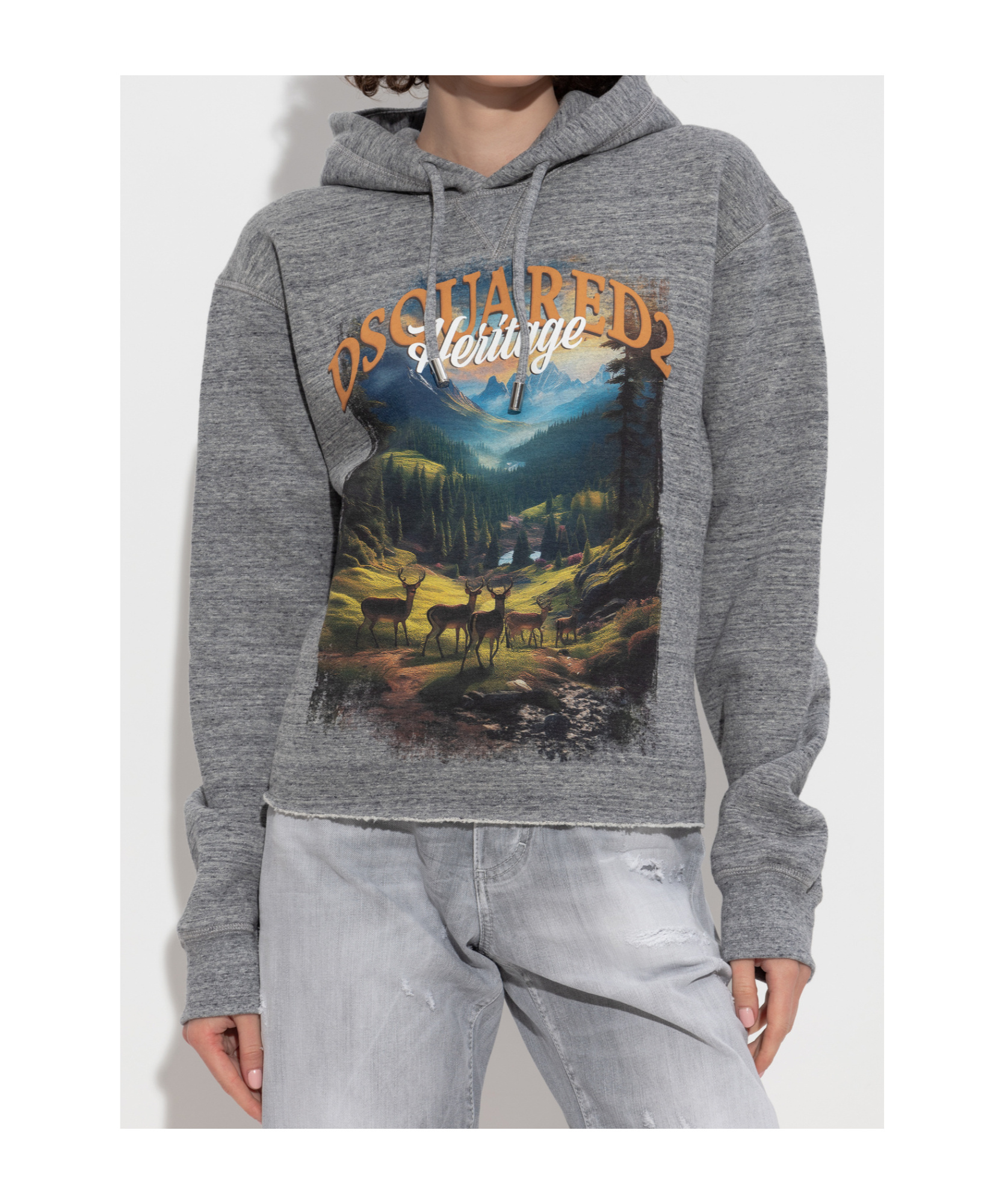 Dsquared2 Long Sleeve Hooded Sweatshirt In Gray