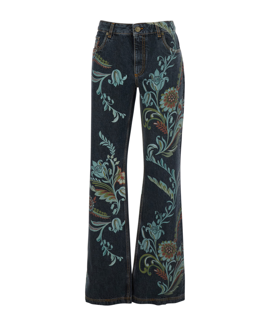 Etro Women Printed Denim In Blue