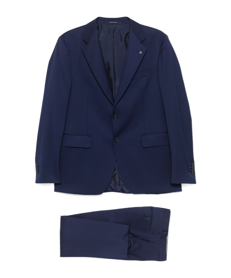 Shop Tagliatore Long-sleeved Suit Coat And Trouser Set In Black